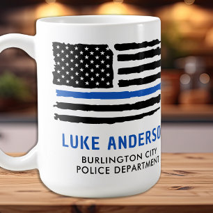 Thin Blue Line Modern Personlig Police Officer Kaffemugg