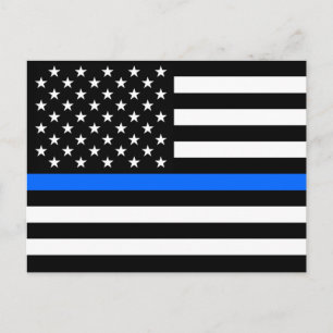 "THIN BLUE LINE on FLAGGA" Vykort