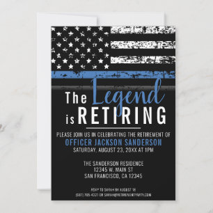 Thin Blue Line Patriotic Police Pension Party Inbjudningar