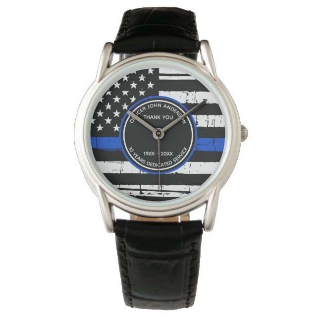 Thin Blue Line Pension Gift Tack Police Armbandsur (Framsida)