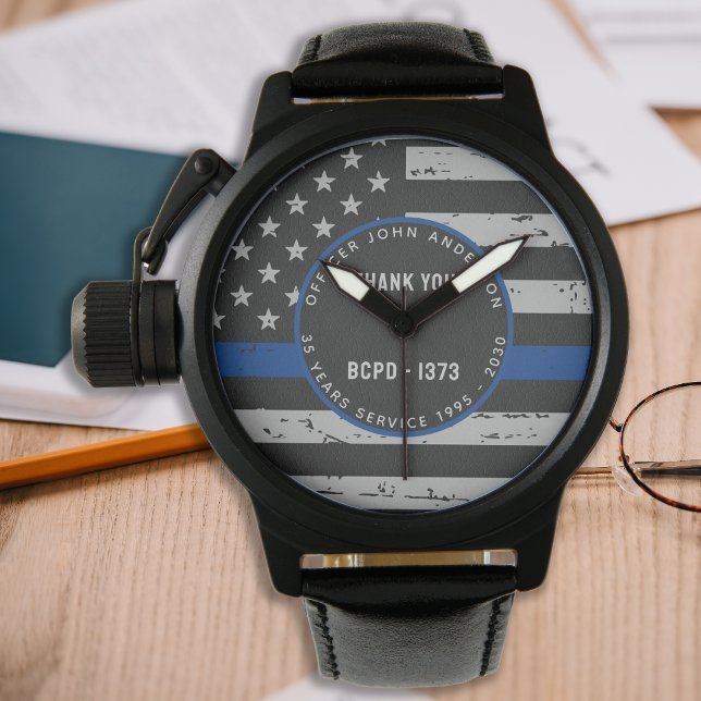 Thin Blue Line - Pension Gift Tack Police Armbandsur (Skapare uppladdad)