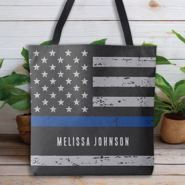 Thin Blue Line Personlig US Flagga Police Officer Tygkasse (Skapare uppladdad)