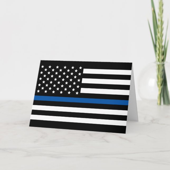 Thin Blue Line Police American Flagga Kort (Framsida)