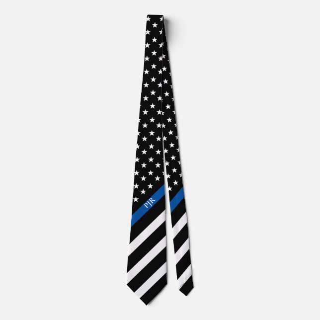 Thin Blue Line Police American Flagga Monogram Slips (Framsida)