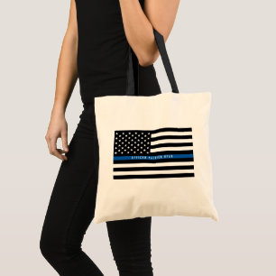 Thin Blue Line Police American Flagga Monogram Tygkasse