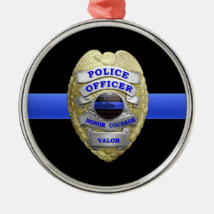 Thin Blue Line Police Badge Metall Ornament
