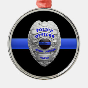 Thin Blue Line Police Badge Metall Ornament