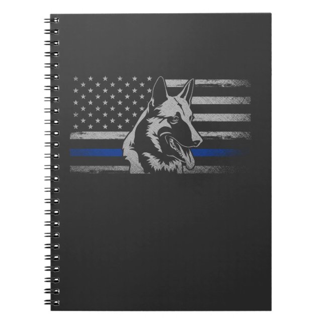 Thin Blue Line Police Belgium Malinois Hund Anteckningsbok (Framsidan)