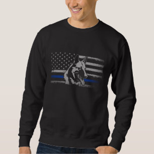 Thin Blue Line Police Belgium Malinois Hund Lång Ärmad Tröja
