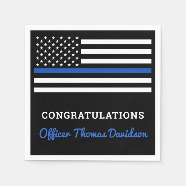 Thin Blue Line Police Party Grattiss Napkin Pappersservett (Framsidan)