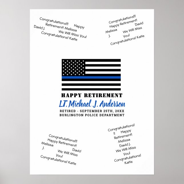 Thin Blue Line Police Pension Guest Bok Poster (Framsidan)