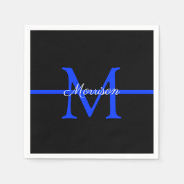 Thin Blue Line Police Pension Party Monogram Pappersservett