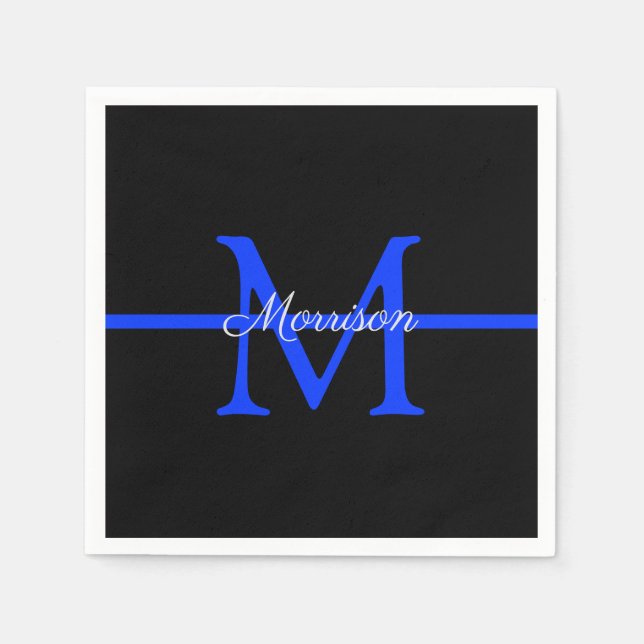 Thin Blue Line Police Pension Party Monogram Pappersservett (Framsidan)
