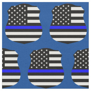 Thin Blue Line Police Shield Mönster Tyg