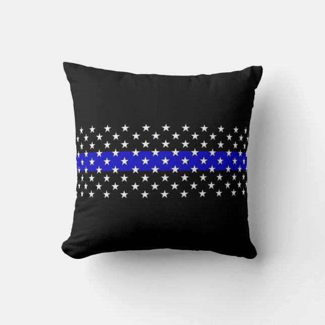 Thin Blue Line Police Stars och stripes Kudde (Framsida)