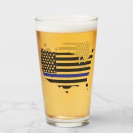 Thin Blue Line Police Support, USA flagga Patrioti Glaskopp
