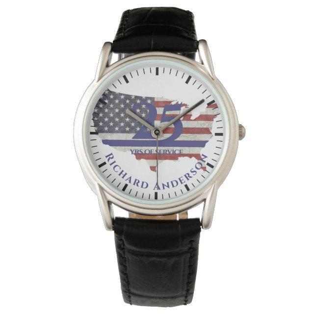 Thin Blue Line Police US FLAGGA Patriotic Armbandsur (Framsida)