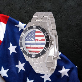 Thin Blue Line Police US FLAGGA Patriotic Armbandsur