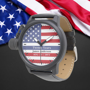 Thin Blue Line Police US FLAGGA Patriotic Armbandsur