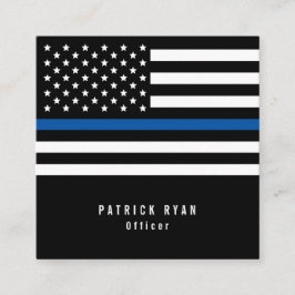 Thin Blue Line Polischef American Flagga Fyrkantigt Visitkort