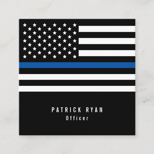 Thin Blue Line Polischef American Flagga Fyrkantigt Visitkort (Framsida)