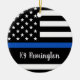 Thin Blue Line - Polischef - Amerikanska Flagga Julgransprydnad Keramik (Framsidan)