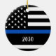 Thin Blue Line - Polischef - Amerikanska Flagga Julgransprydnad Keramik (Baksidan)