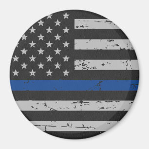 Thin Blue Line - Polischef - Amerikanska Flagga Magnet