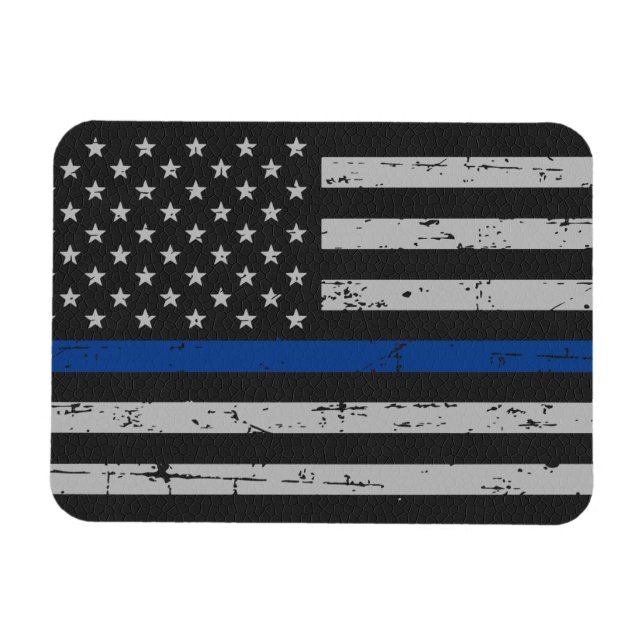 Thin Blue Line - Polischef - Amerikanska Flagga Magnet (Horisontell)