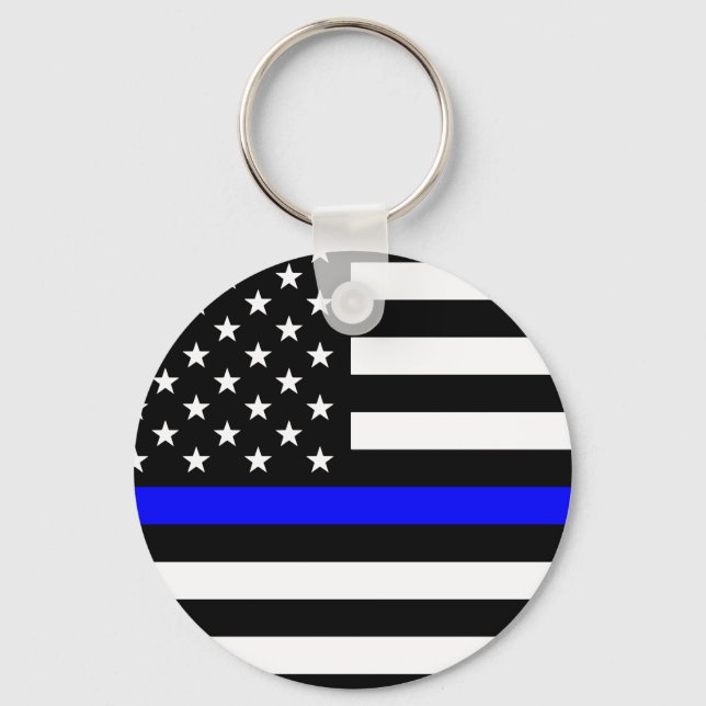 Thin Blue Line - Polischef - Amerikanska Flagga Nyckelring (Framsida)