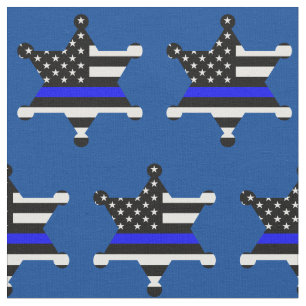 Thin Blue Line Polischef Badge Mönster Tyg