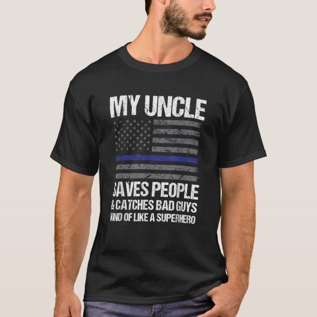 Thin Blue Line Polischef farbror T Shirt (Framsida)