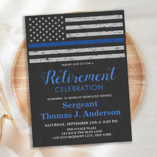 Thin Blue Line Polischef Pension Party Vykort