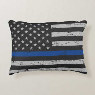 Thin Blue Line - Polischef - Tillsatta lagar Prydnadskudde