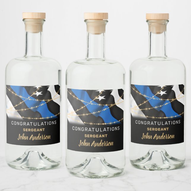 Thin Blue Line Polisen Pension Party Spritflaskor Etikett (Flaskor)