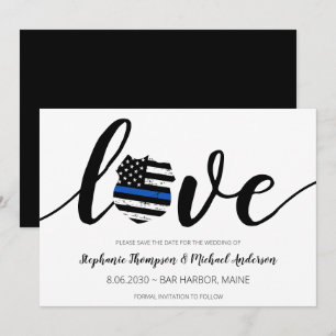Thin Blue Line Polisen Tillsatta lagar Bröllop Spa Spara Datumet