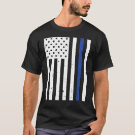 Thin Blue Line Polisen USA flagga T Shirt