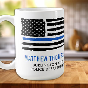 Thin Blue Line Protect och polisman Kaffemugg