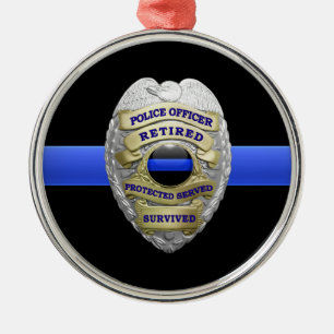 Thin Blue Line Retrött Badge Metall Ornament
