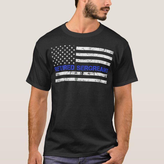Thin Blue Line Retrött polissergeant Shirt Retir T (Framsida)