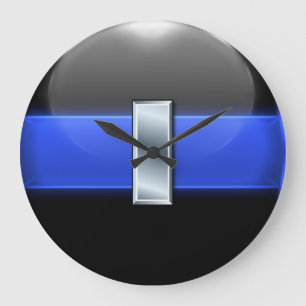 Thin Blue Line - Silver löjtnant Pub Stor Klocka