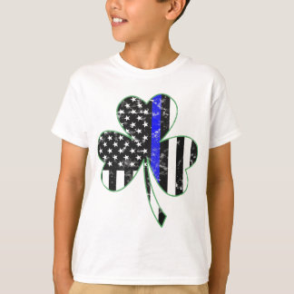 Thin Blue Line St patricks day Shamrock Police Gif T Shirt