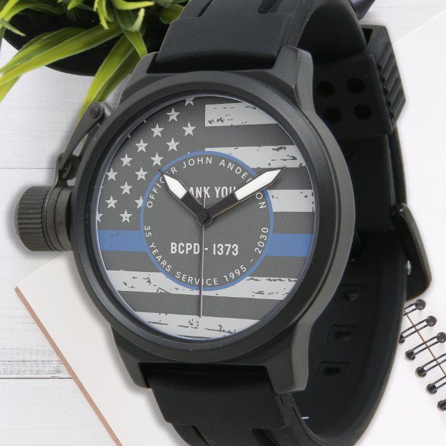 Thin Blue Line Tack Pension Gift-polis Armbandsur (Skapare uppladdad)