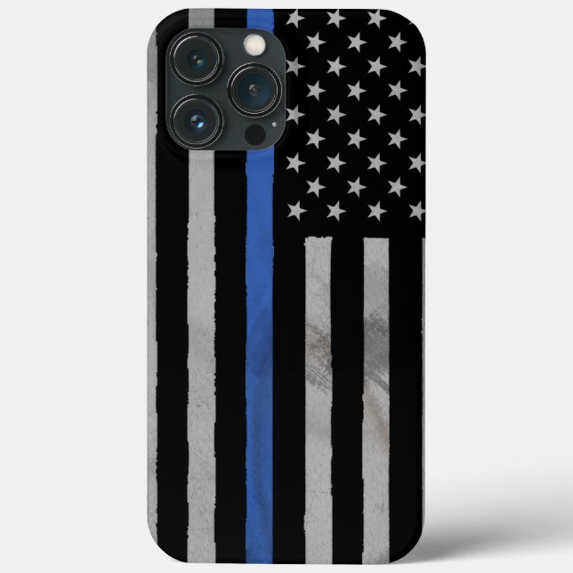 Thin Blue Line Tattered Distress Flagga Fodral-Mat (Baksida)