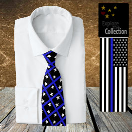 Thin Blue Line Tie, modern flagga, mode, Amerika Slips