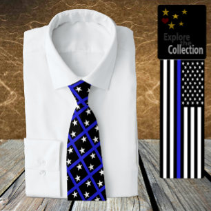 Thin Blue Line Tie, modern flagga, mode, Amerika Slips