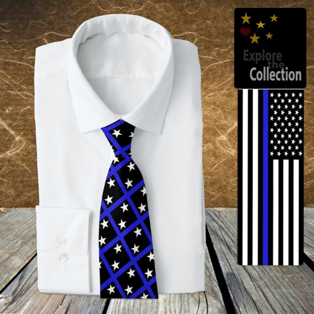 Thin Blue Line Tie, modern flagga, mode, Amerika Slips (Skapare uppladdad)