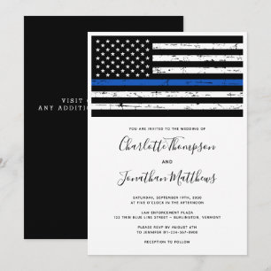 Thin Blue Line Tillsatta lagar polis Bröllop Invi Inbjudningar