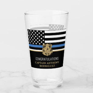 Thin Blue Line Tillsatta lagar polis Pension Glaskopp