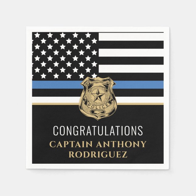 Thin Blue Line Tillsatta lagar polis Pension Pappersservett (Framsidan)